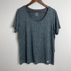 Nike Dri-FIT Women’s XL Dark Heathered Grey Short Sleeve Athletic Workout Top